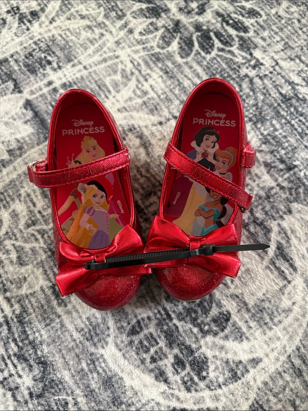Disney Princess Little Girls Red Mary Jane Dress Shoes with Bows